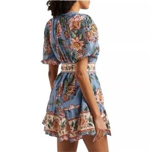 JOIE floral puff sleeve button front mini shirt dress cotton baja size 12
